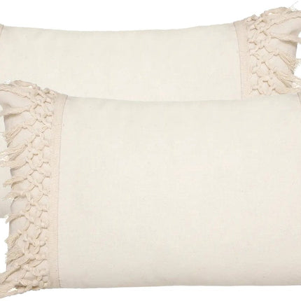 Atmosphera Coussin de dossier Macramé Ibiza pour l'intérieur - 2x - crème blanc - 30 x 50 cm - coton/polyester