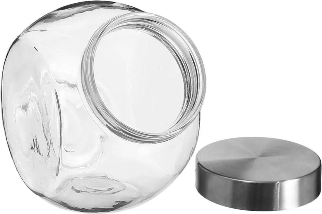 5Five Storage jar with stainless steel lid - 2x - 1.5L - glass - candy jar - food storage - airtight seal