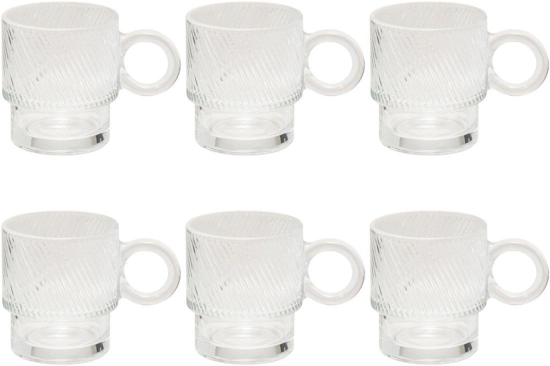 Transparante glazen koffiemokken, set van 6 – 30 cl, vaatwasserbestendig