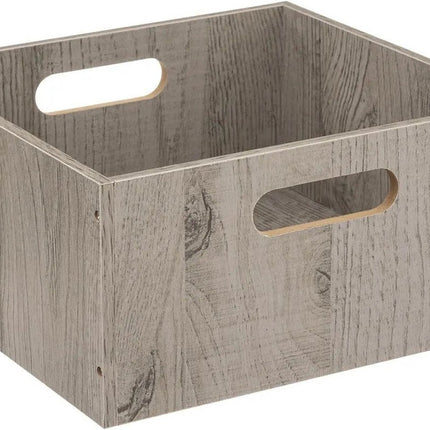5five Panier/bac de rangement en bois - gris - 14 Litres - 31 x 31 x 15 cm - Boîtes de rangement - Paniers d'étagère