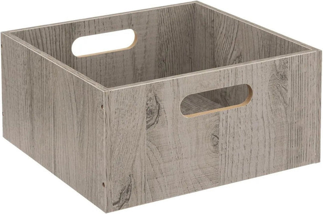 5five Panier/bac de rangement en bois - gris - 14 Litres - 31 x 31 x 15 cm - Boîtes de rangement - Paniers d'étagère