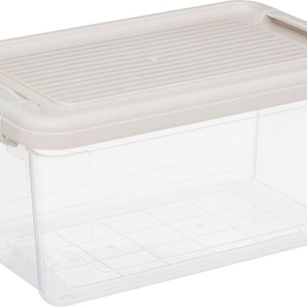 5Five Tide'n Box Boîte de rangement empilable avec couvercle - Lot de 3 - 5L - 30x15x19cm - Transparent - Beige