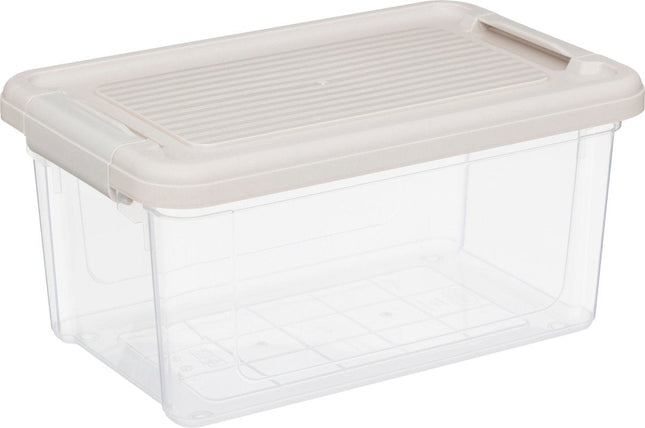5Five Tide'n Box Boîte de rangement empilable avec couvercle - Lot de 3 - 5L - 30x15x19cm - Transparent - Beige