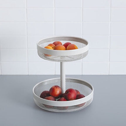 5Five Corbeille/coupe à fruits à 2 étages modèle Double Fruit - métal - D30 x H31 cm - blanc - ronde - Coupes à fruits de grande capacité