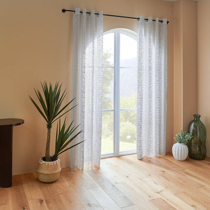 Atmosphera Lazi Voilage Transparent 140x240cm - Rideau prêt à poser œillets - Blanc
