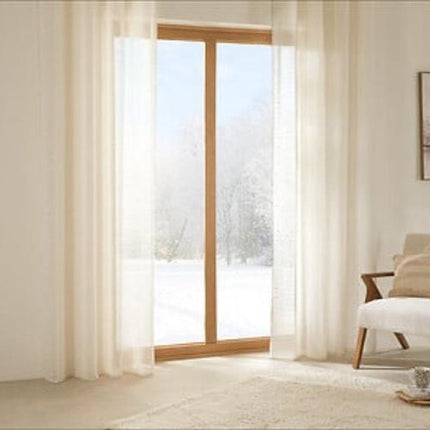 Atmosphera Fred Rideau imprimé 140x240cm - Prêt à poser à œillets - Beige