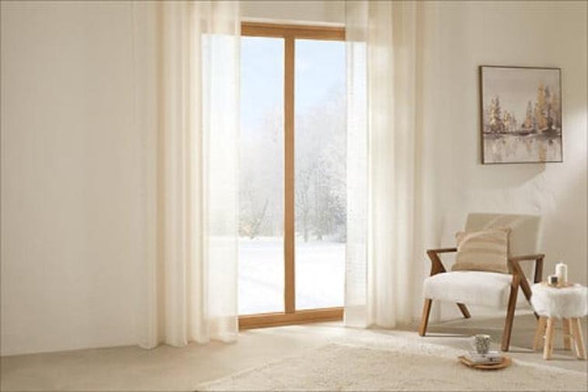 Atmosphera Fred Rideau imprimé 140x240cm - Prêt à poser à œillets - Beige