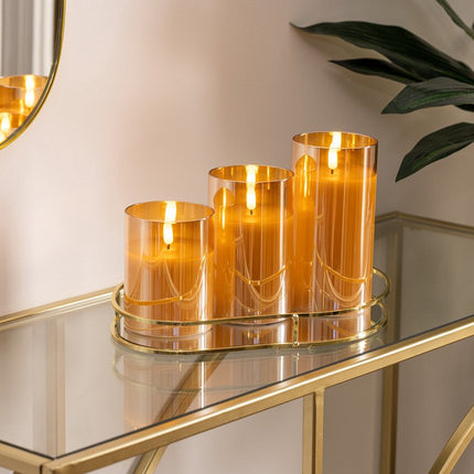 Atmosphera Bougies LED effet scintillant - Lot de 3 - Ambre