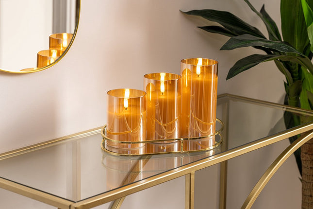 Atmosphera Bougies LED effet scintillant - Lot de 3 - Ambre