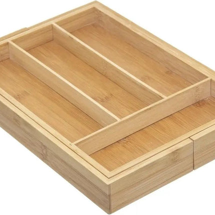 Lot de 2 range-couverts 5five - extensibles - 4 à 6 compartiments - bambou - 35 x 25 cm - organisateur de tiroir de cuisine
