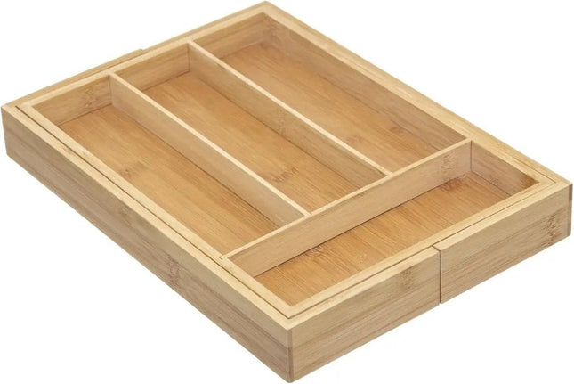 Lot de 2 range-couverts 5five - extensibles - 4 à 6 compartiments - bambou - 35 x 25 cm - organisateur de tiroir de cuisine