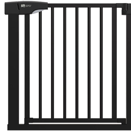Barrière de sécurité pour bébé noire 75-103 cm de large - Barrière d'escalier à fermeture automatique et fixation par pression - Hauteur 80 cm - Sipo