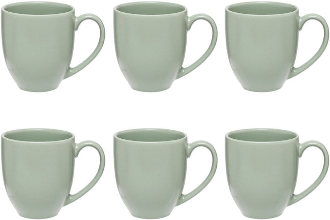 Lot de 6 Tasses en Céramique Vert Olive - 48 cl - Tasses en Grès avec Anse - Idéal pour le Thé, le Café et Plus Encore
