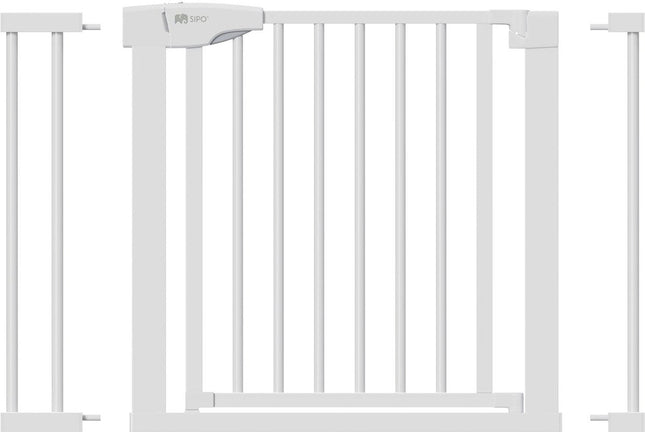 Barrière de sécurité pour bébé blanche de 75-103 cm de large – Barrière d'escalier avec fermeture automatique et fixation par serrage – Barrière de sécurité de 80 cm de haut – Sipo