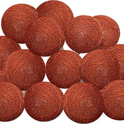 Atmosphera LED Feestverlichting Land balletjes Terracotta - Lichtslingers katoen - Cotton ball - 16 Ballen - Dia 3.5 cm - Guirlande