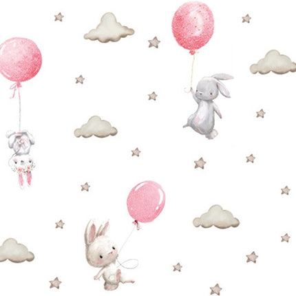 Sticker Mural Ballons - Rose - Autocollant Mural pour Chambre d'Enfant - 76x115 cm - Décoration Montgolfières pour Chambre de Fille