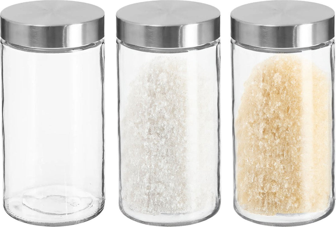 3x stuks voorraadbussen/voorraadpotten 1,7L glas met RVS deksel - 1700 ml - Voorraadpotten met luchtdichte deksel