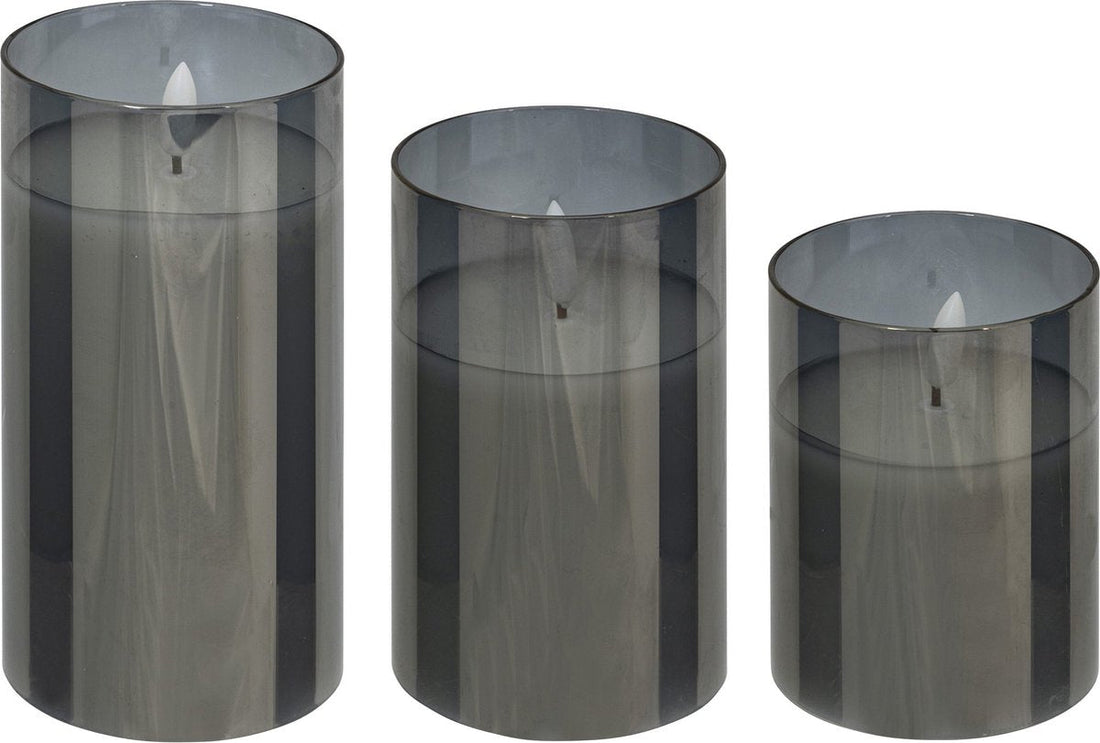 Atmosphera LED candles with flickering effect - Set of 3 - Black