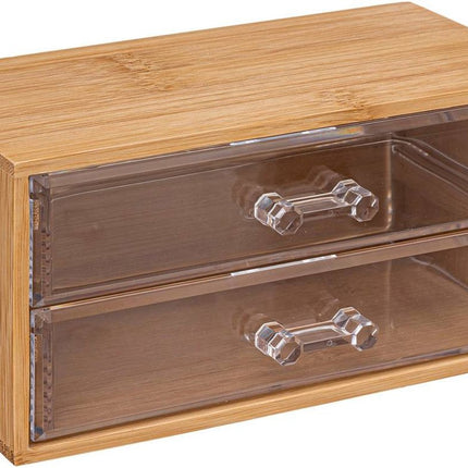 5Five organisateur de bureau - 2 tiroirs - 19 x 12 cm - bambou/plastique - rangement bureau/loisirs