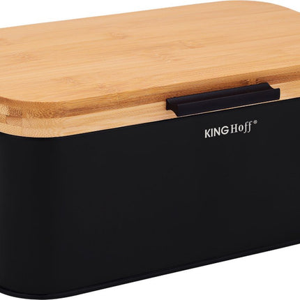 Kinghoff 1735 - Boîte à pain - Bambou - noire - 8,4 litres