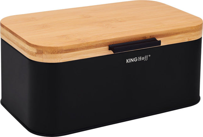 Kinghoff 1735 - Broodtrommel - Bamboe - zwart - 8.4 liter