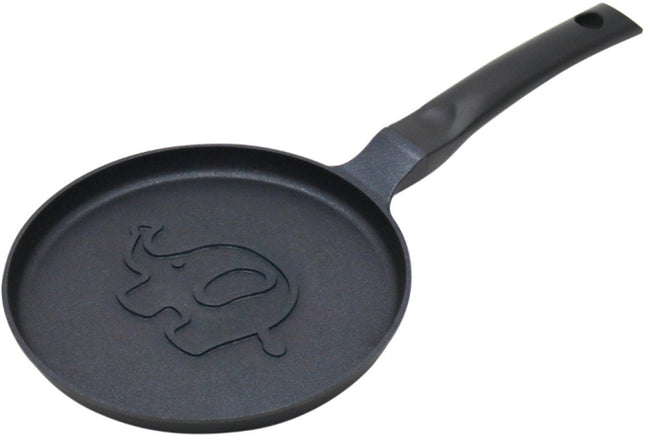 Klausberg KB-7974 Crêpière - Motif éléphant - Ø18 cm - Revêtement antiadhésif noir - Convient à toutes les plaques de cuisson, y compris l'induction