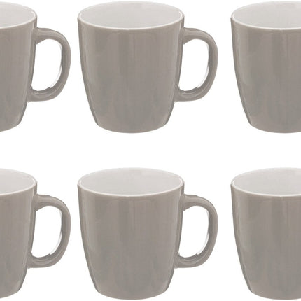 Mug rond Colorama gris avec anse - Lot de 6 - 18 cl - Faïence