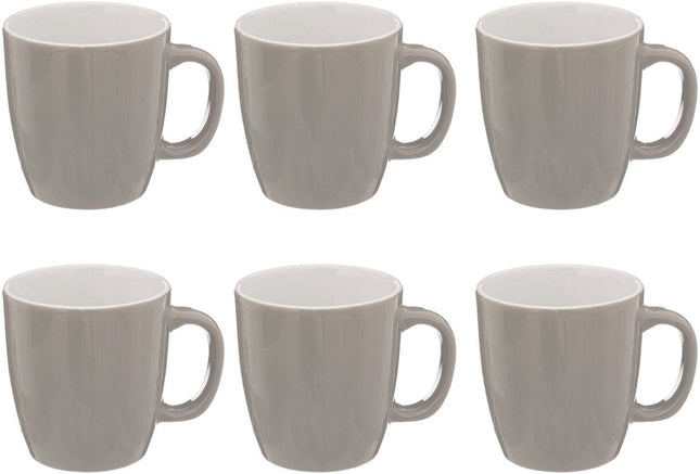Mug rond Colorama gris avec anse - Lot de 6 - 18 cl - Faïence