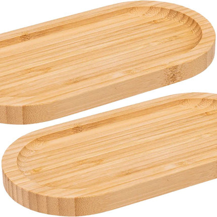 5Five Planchettes de service pour amuse-bouches/finger food - 2x - 20 x 10 cm - bois de bambou - planche à apéritif - planche à tapas