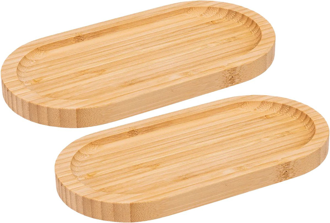 5Five Servierbrett für Snacks/Fingerfood - 2er-Set - 20 x 10 cm - Bambusholz - Servierplatte - Tapasbrett