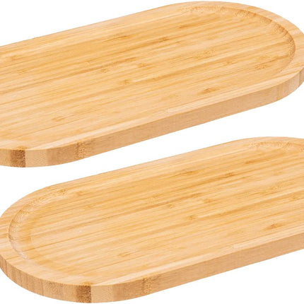 5Five Planche de service pour amuse-gueules/finger food - 2x - 30 x 15 cm - bambou - planche à apéritif - planche à tapas