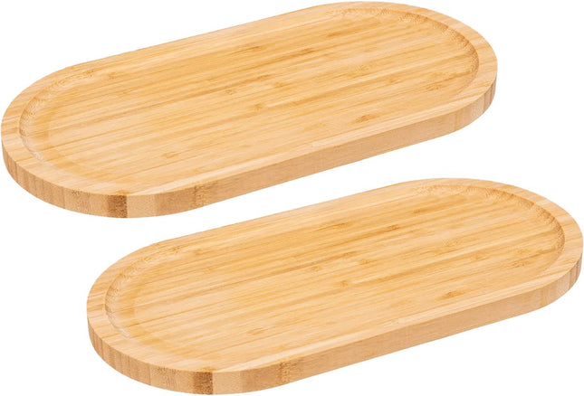 5Five Planche de service pour amuse-gueules/finger food - 2x - 30 x 15 cm - bambou - planche à apéritif - planche à tapas