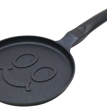 Klausberg KB-7971 Crêpière - Design Visage Souriant - Ø18 cm - Revêtement Antiadhésif Noir - Convient à Toutes les Tables de Cuisson, y Compris à Induction - Smiley