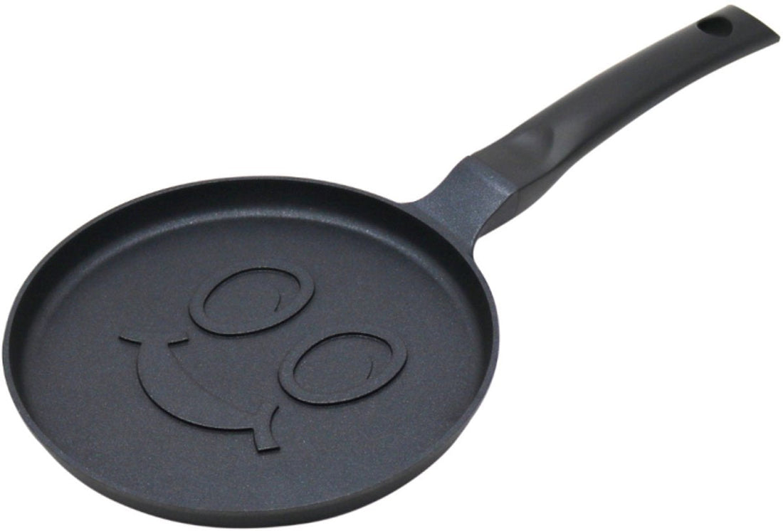 Klausberg KB-7971 Pancake Pan - Smiley Face Design - Ø18 cm - Black Non-Stick Coating - Suitable for All Hobs Including Induction - Smiley