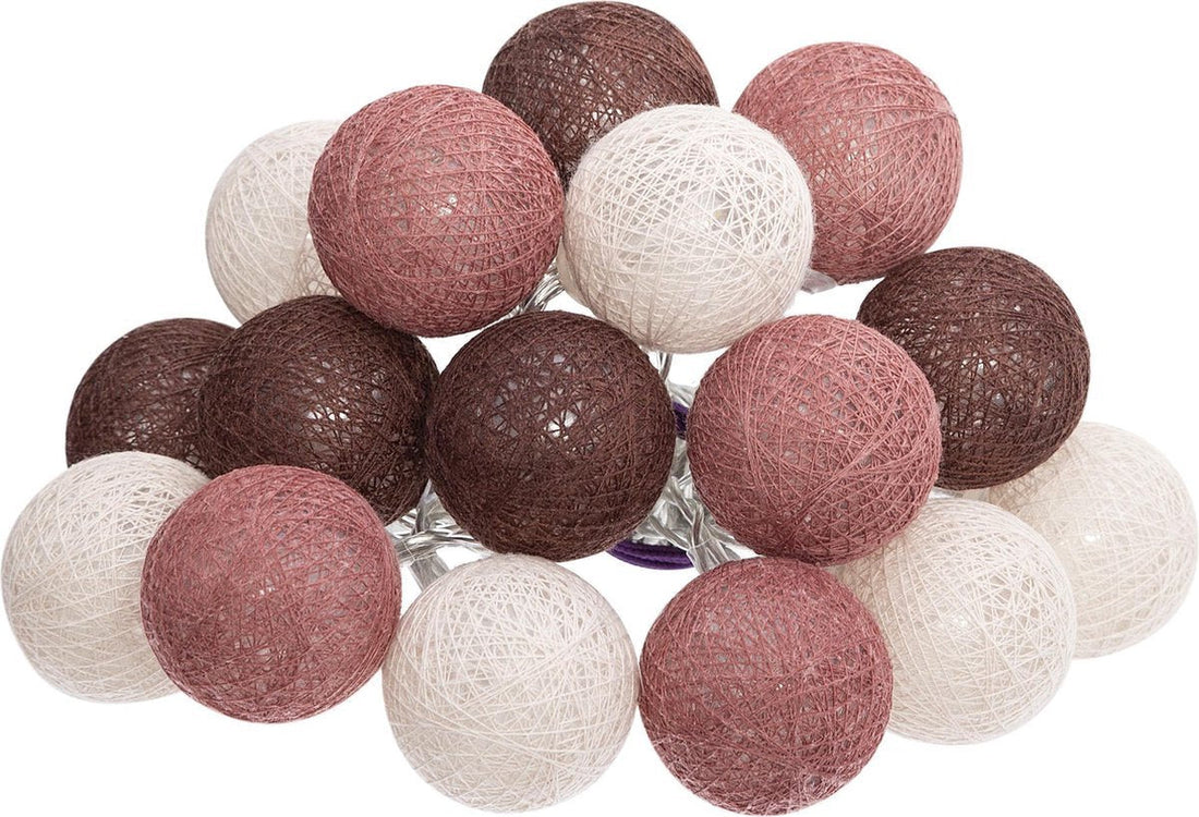 Atmosphera LED Party Lights Country balls eggplant / dark pink - Cotton fairy lights - Cotton ball - 16 balls - Dia 3.5 cm - Garland