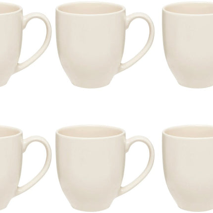 Lot de 6 Tasses en Grès Blanc Cassé - 48 cl - Tasses Design Modernes avec Anse - Convient pour le Café, le Thé et Plus Encore