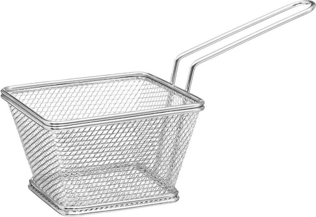 Lot de 2 paniers à frites/paniers de service en acier inoxydable 20,5 x 9 x 11 cm - Pour servir frites/snacks dans un panier