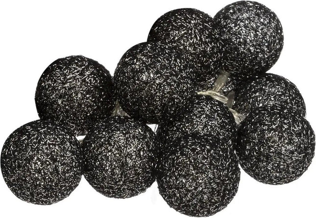 Guirlande lumineuse LED Atmosphera 10 boules pailletées noires 1,5 mètre - Éclairage d'ambiance