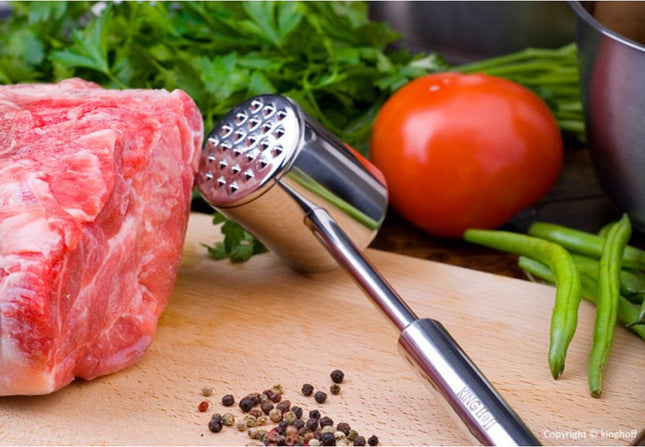 Kinghoff - Maillet à Viande Premium - Attendrisseur - Professionnel - Double Face - Acier Inoxydable
