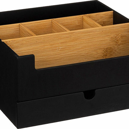 Five Organiseur maquillage - noir - 26 x 24 x 13 cm - bois de bambou - porte-stylos / bureau