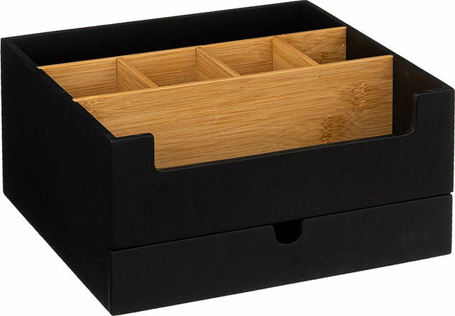 Five Organiseur maquillage - noir - 26 x 24 x 13 cm - bois de bambou - porte-stylos / bureau