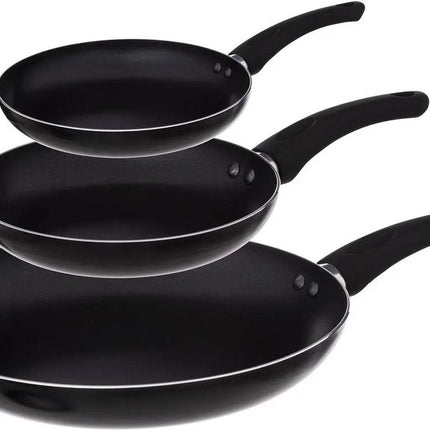 Secret de Gourmet - Lot de 3 poêles - Tous feux/sources de chaleur - Noir - Diamètre 20/24/28 cm