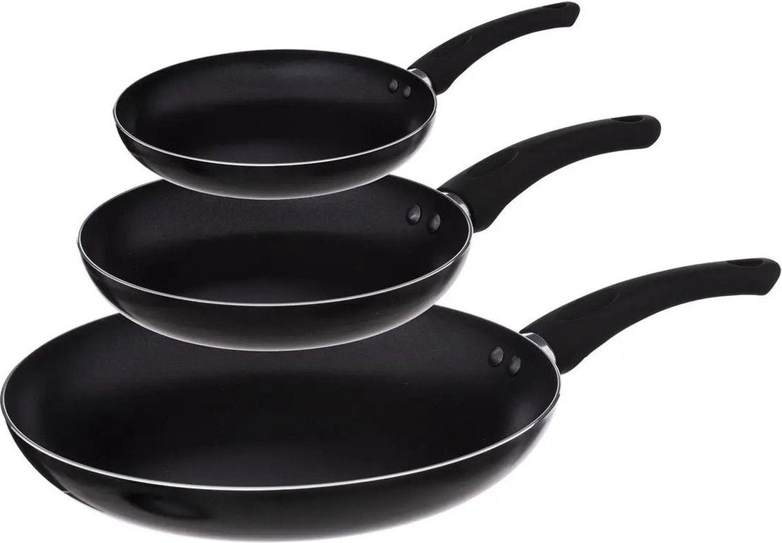 Secret de Gourmet - Koekenpannen set 3x - Alle kookplaten / warmtebronnen - Zwart - Dia 20 / 24 / 28 cm