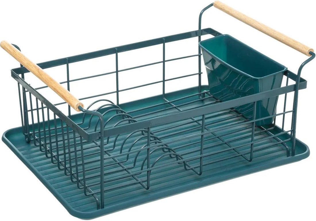 Dish drying rack petrol green 46.5 x 32 cm made of iron - Dishwashing