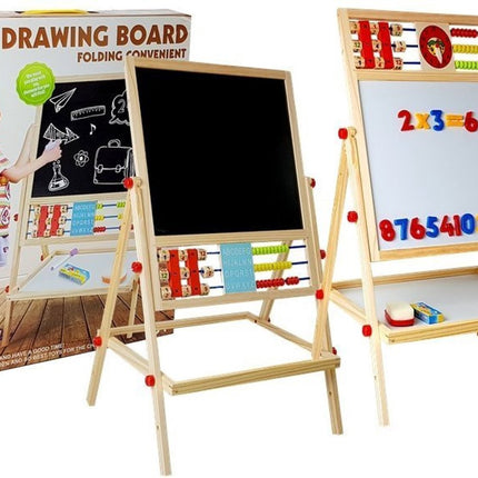 Leantoys Multifunctioneel Schoolbord - Draaibaar Bord met Abacus, Klok, Magneetcijfers en Telraam - Educatief Speelgoed 3+ - Magneetbord - Krijtbord - Speelgoed Kinderen - Sinttip - Cadeautip - Roterend Bord - Leren tijdens spelen - 67cm Hoog