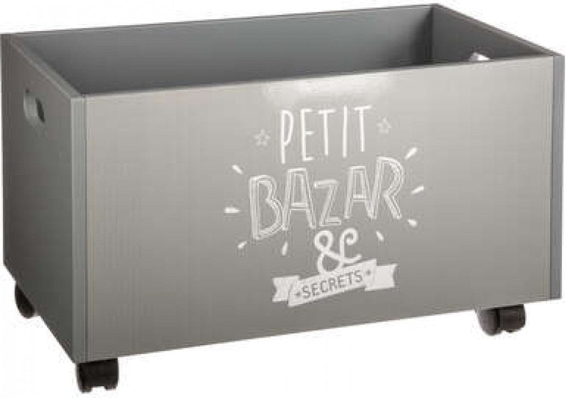 Opbergbak met wielen – grijs, MDF, 48 x 30 x 28 cm