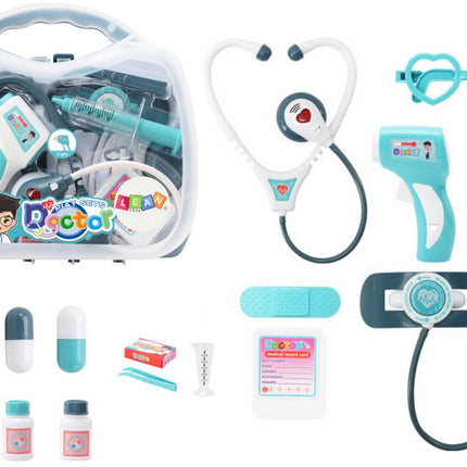 Mallette de docteur à roulettes bleue - Avec effets lumineux et sonores - Trousse de médecin complète pour enfants - Set de docteur - Jouet docteur - Kit de docteur pour enfants