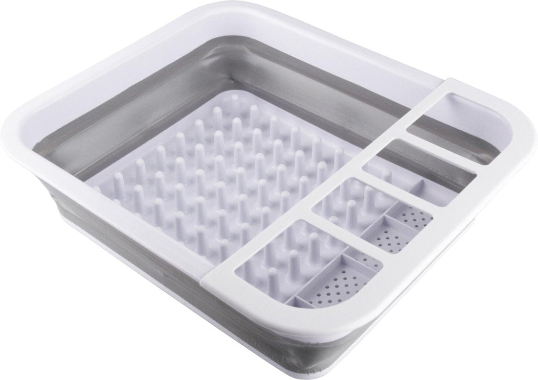 Dish drying rack - Dish rack - Foldable - Collapsible - Compact - Dish rack with cutlery drainer