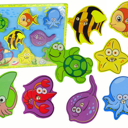 Jeu de pêche en bois magnétique - Jouet éducatif animaux marins - Jeu de motricité pour enfants - Jeu de pêche magnétique - Pêche à la ligne - Jeu de pêche - Pêche au poisson