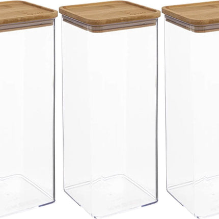 5Five - Boîte de conservation cuisine - Berlino - 3x - plastique/bambou - 2000 ml